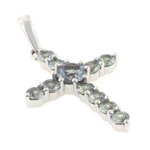 Precioso Dije de Cruz con Alejandrita en Plata .925