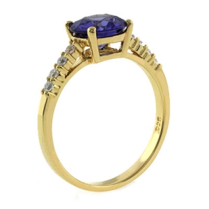 Hermoso Anillo de Plata con Chapa de Oro y Tanzanita