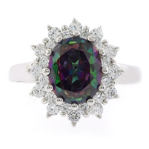 Oval Cut Mystic Topaz Sterling Silver Ring