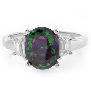 Enorme Anillo de Topacio Místico en Plata .925