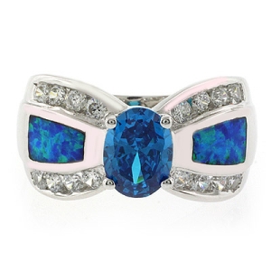 Anillo de Plata con Topacio Azul y Opalo