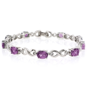 Pulsera de Plata de Ley .925 con Gemas de Alejandrita (Morada/Rosa)