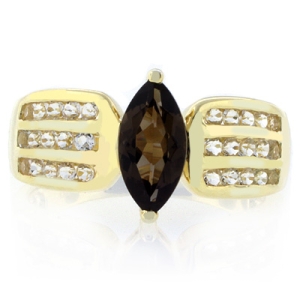 Anillo de Plata .925 con Baño de Oro y Topacio