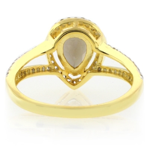 Anillo con Baño de Oro 14K y Topacio Ahumado