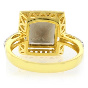 Anillo de Plata Esterlina con Topacio Ahumado Auténtico