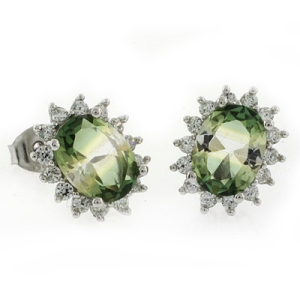 Aretes de Plata de Ley .925 con Turmalina Verde