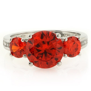 Anillo de Plata .925 con 3 Gemas de Ópalo de Fuego