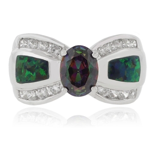 Anillo de Plata .925 con Topacio Místico y Opalo Australiano