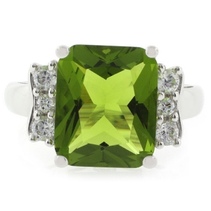 Anillo Enorme de Peridoto en Plata de Ley .925