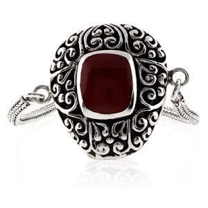 Pulsera de Plata de Ley .925 con Coral Rojo Genuino