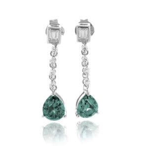 Alexandrite Color Change Dangling Silver Earrings Green