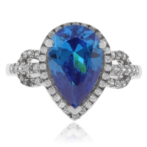 Anillo de Plata de Ley .925 con Topacio Azul