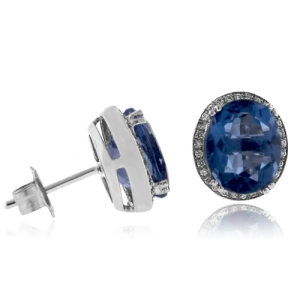 Hermosos Aretes de Alejandrita ( Azul/Morado ) en Plata de Ley