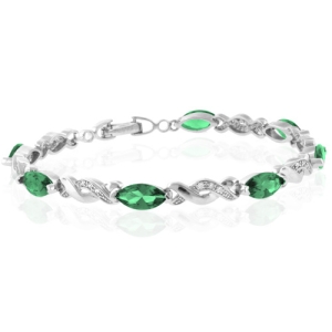 Preciosa Pulsera de Plata de Ley .925 con Esmeralda