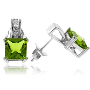 Hermosos Aretes con Piedras de Peridoto en Plata de Ley
