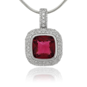 Dije con Turmalina Rosa en Plata Fina .925