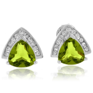 Trillion Cut Peridot .925 Silver Earrings
