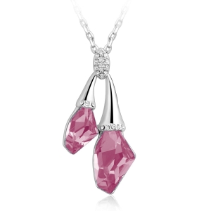 Collar Swarovski Rosé con Baño de Oro Blanco 18K