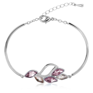 Pulsera Leaf con Baño de Oro Blanco 18K y Cristales Swarovski