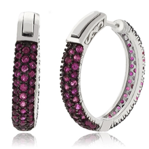 Aretes de Plata Fina .925 con Rubíes