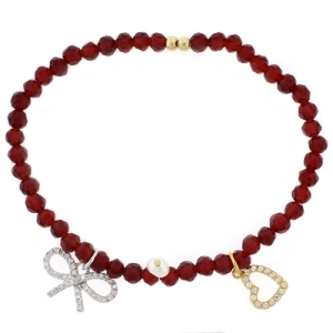 Preciosa Pulsera Roja con Plata Fina .925