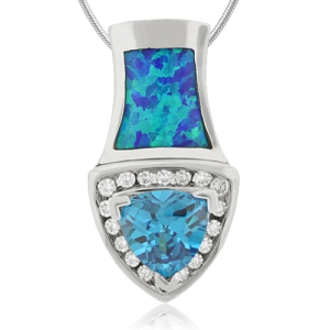 Australian Opal Pendant with Blue Topaz