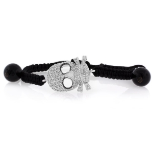 Pulsera con Calavera de Plata .925 y Cordón Ajustable