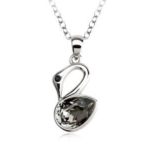 Collar Cisne Negra Swarovski Cristal Con Rodio