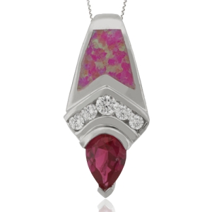 Dije de Plata con Piedra Rubí y Ópalo Rosa