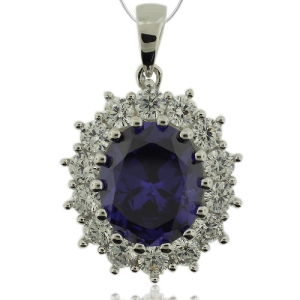 Dije de Plata Fina y Tanzanita en Corte Ovalado