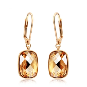 Elegantes Aretes de Cristal Swarovski Color Dorado