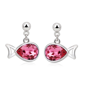 Aretes en Forma de Pez de Cristal Swarovski Rosados