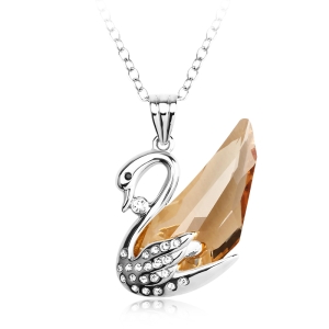 Amber Color Swan Swarovski Crystal Necklace