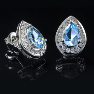 Aretes de Aguamarina en Plata Fina .925