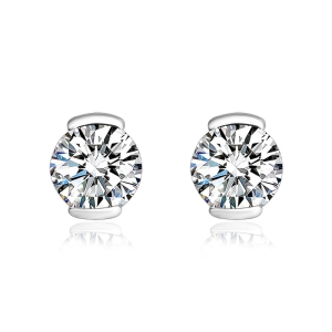 Aretes Blancos de Swarovski en Plata de Ley