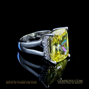 Enorme Anillo de Citrina en Plata 925