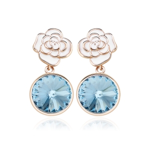 Aretes con Baño de Oro Rosa 18K color Azul