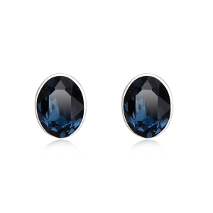 Night Blue Swarovski Crystal Silver Stud Earrings