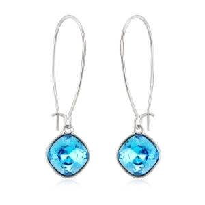 Aretes Largos de Cristal Austriaco Color Azul