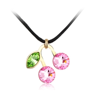 Collar Cristal Austriaco de Cerezas Color Rosa Claro