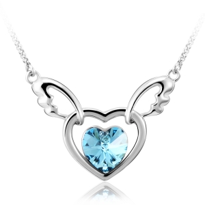 Bonito Collar de Corazón Azul con Alas