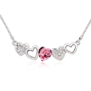 Bonito Collar de Swarovski con Corazón Rosa