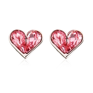 Heart Shaped Swarovski Pink Crystal Earrings