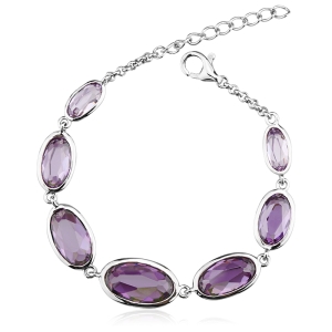 Hermosa Pulsera de Plata Con Cristales de Swarovski