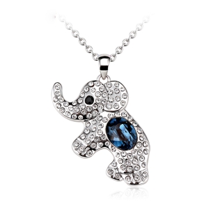 Precioso Collar de Elefante Con Cristal Swarovski Blanco y Azul