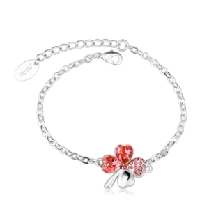 Pulsera de Cristal Austriaco con Trébol color Rojo