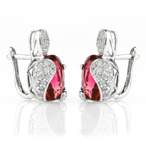Aretes de Plata Fina .925 con Turmalina Rosa