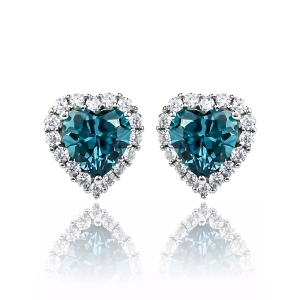Aretes de Corazon con Alejandrita en Plata 925