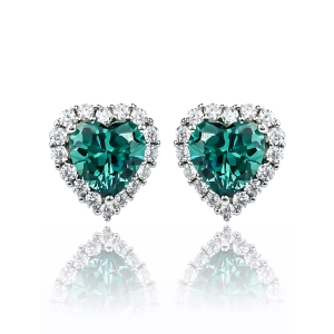 Aretes de Corazon con Alejandrita en Plata 925