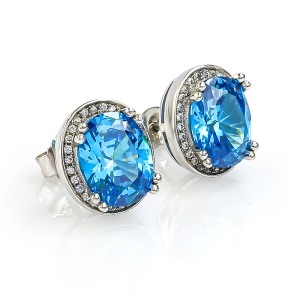 Aretes de Topacio Azul Plata .925
